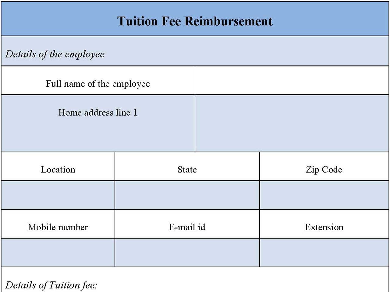 Tuition fee Reimbursement Form