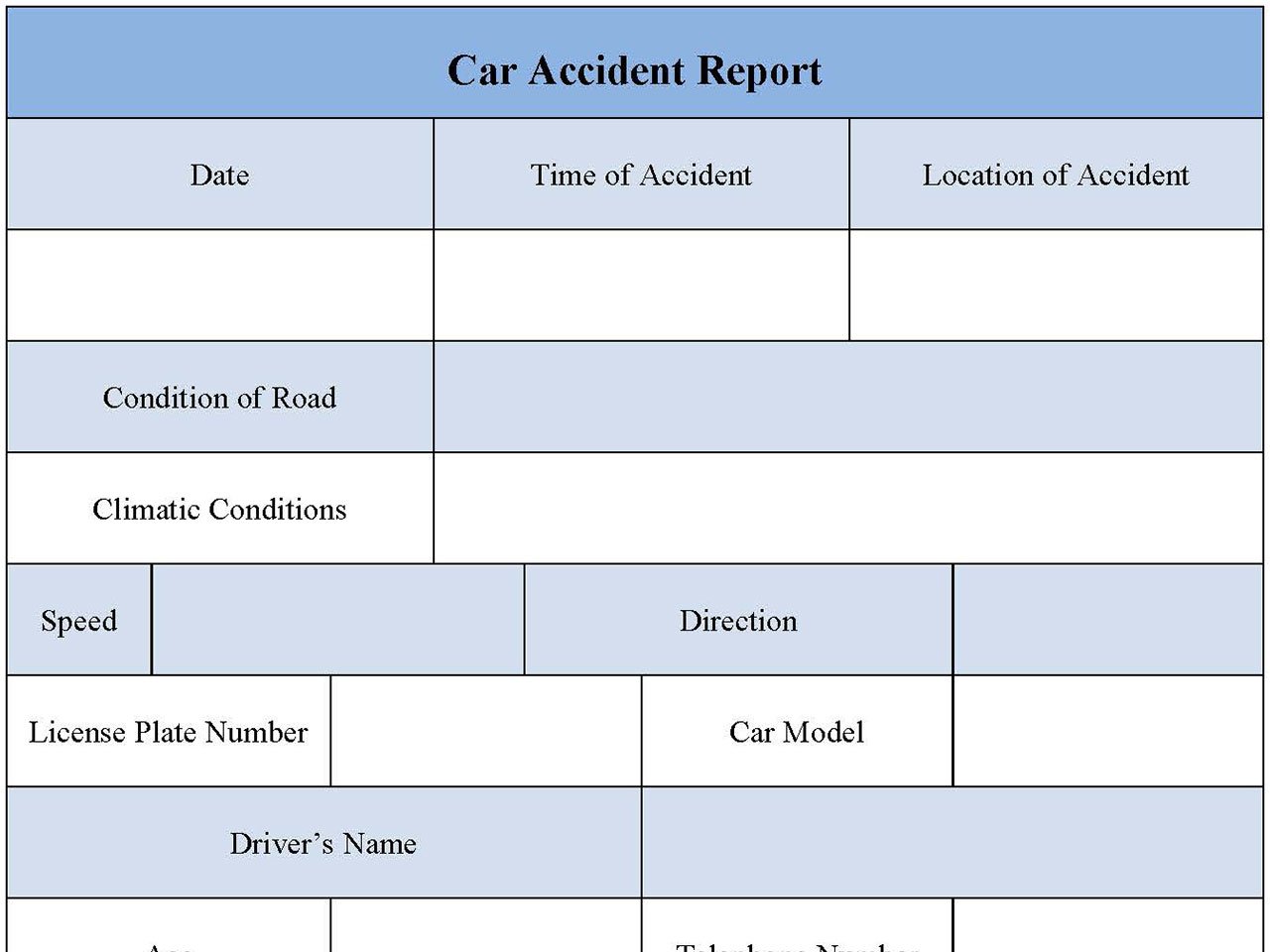 Car Accident Report Form