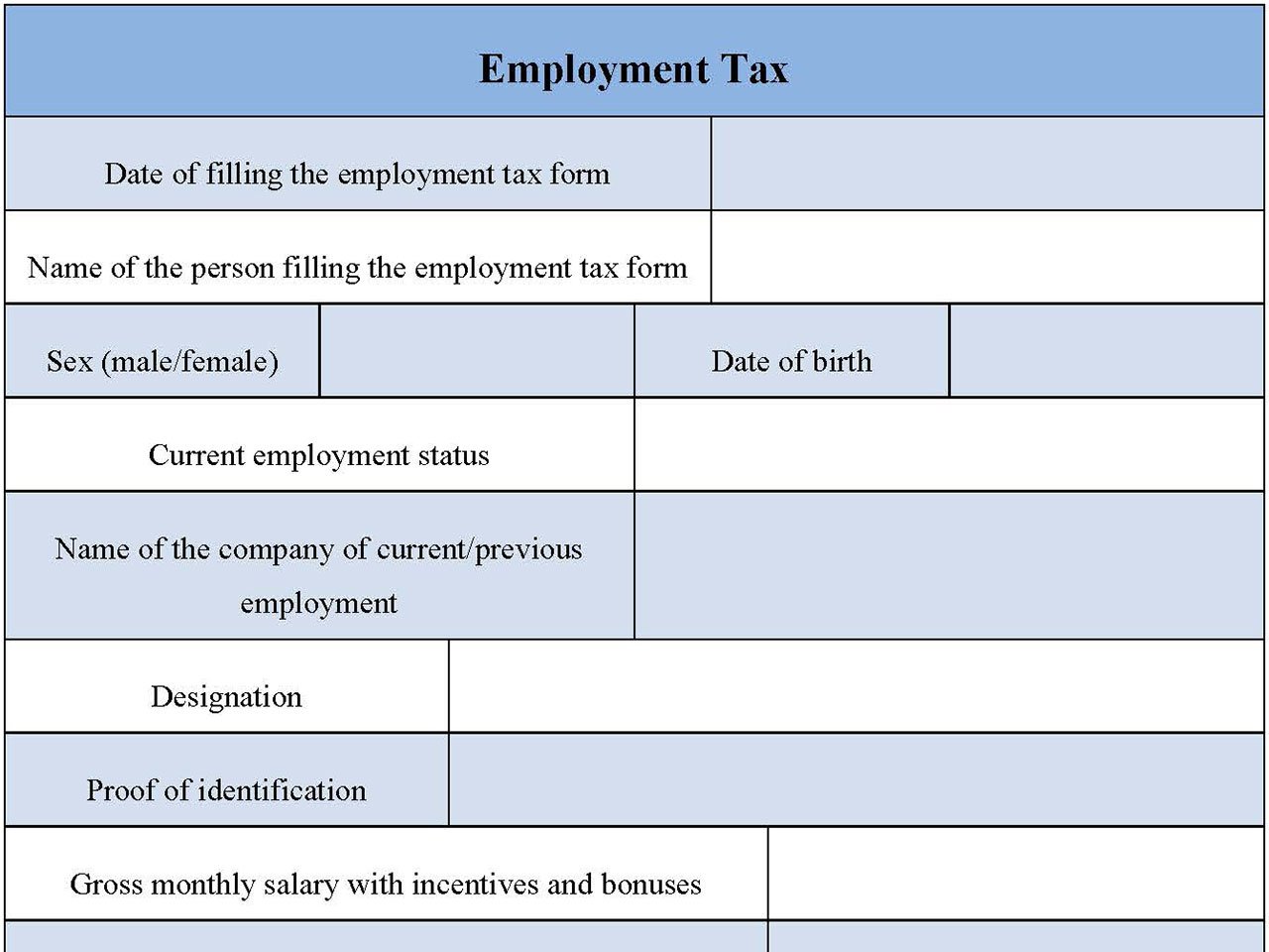 Employment Tax Form