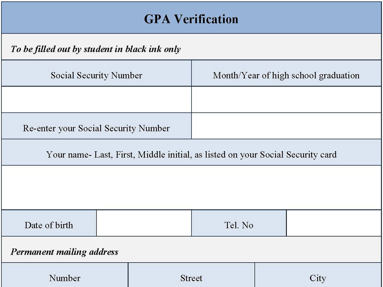 GPA Verification Form
