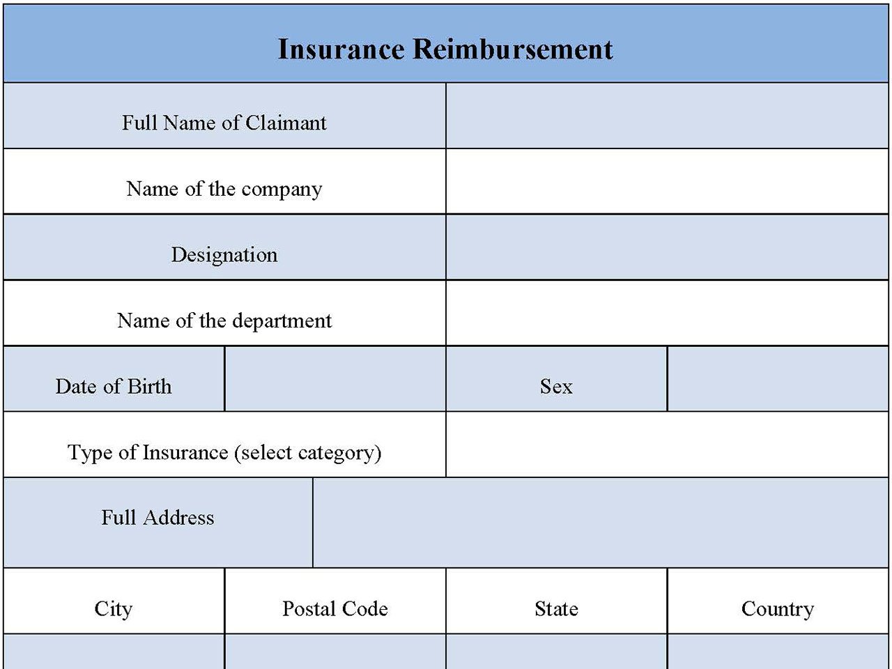 Insurance Reimbursement Form