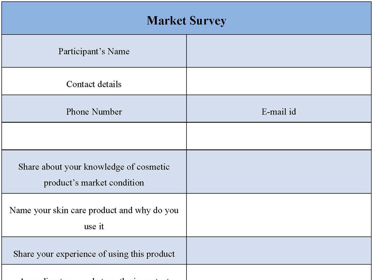 Market survey form