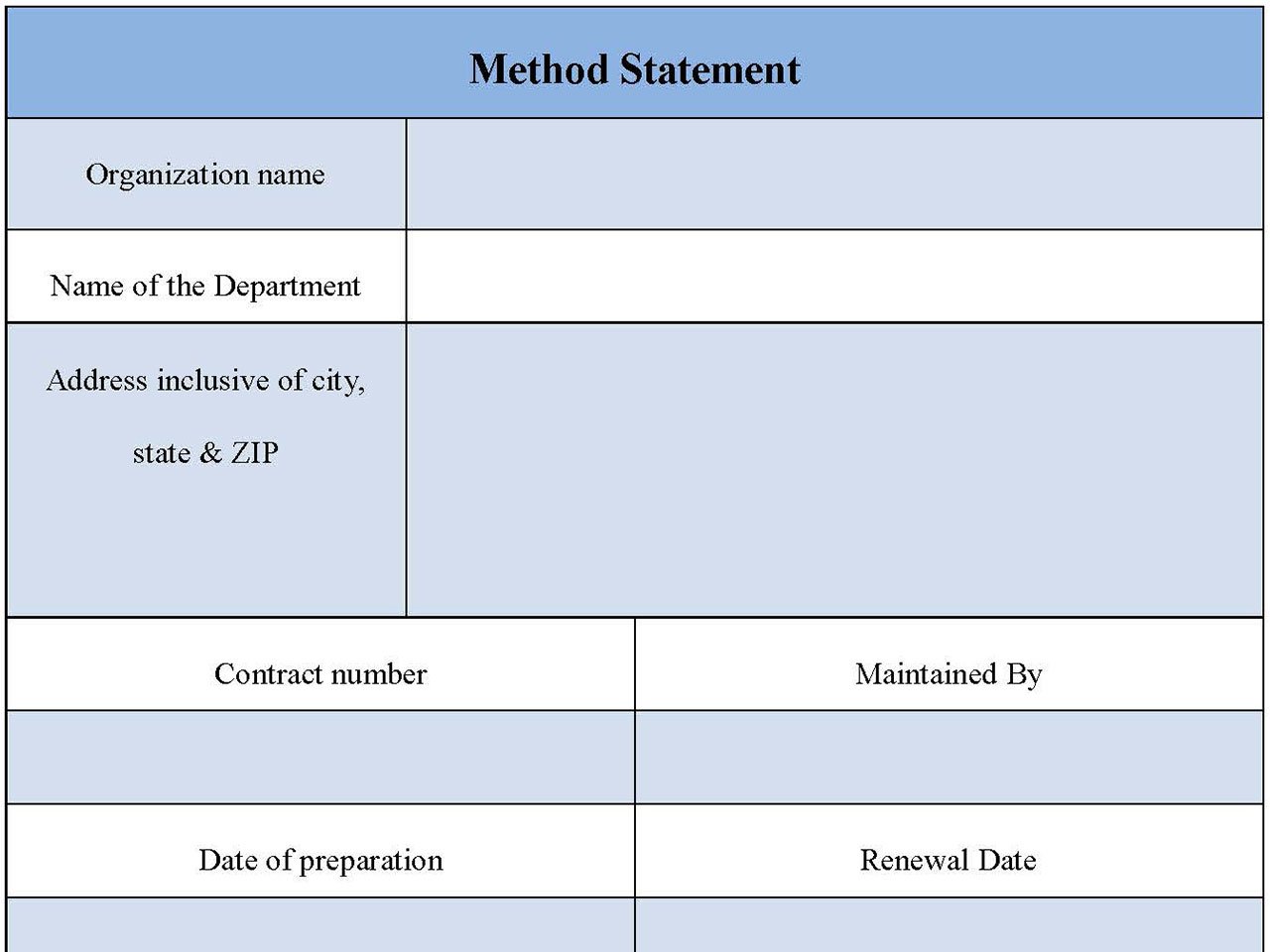 Method Statement Form