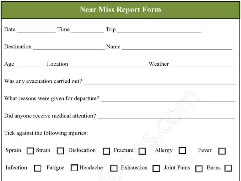 Near Miss Report Fillable PDF Form