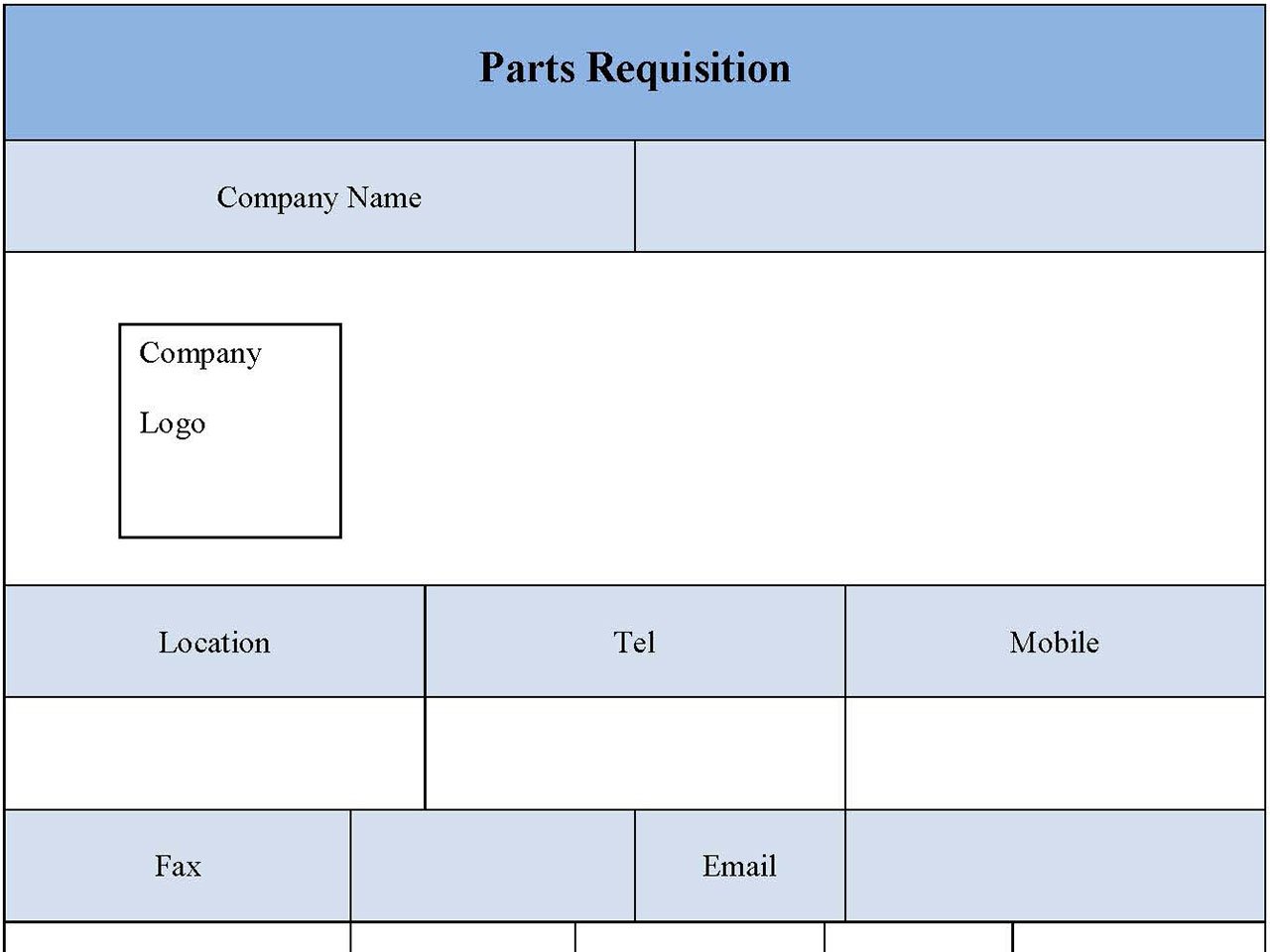 Parts Requisition Form