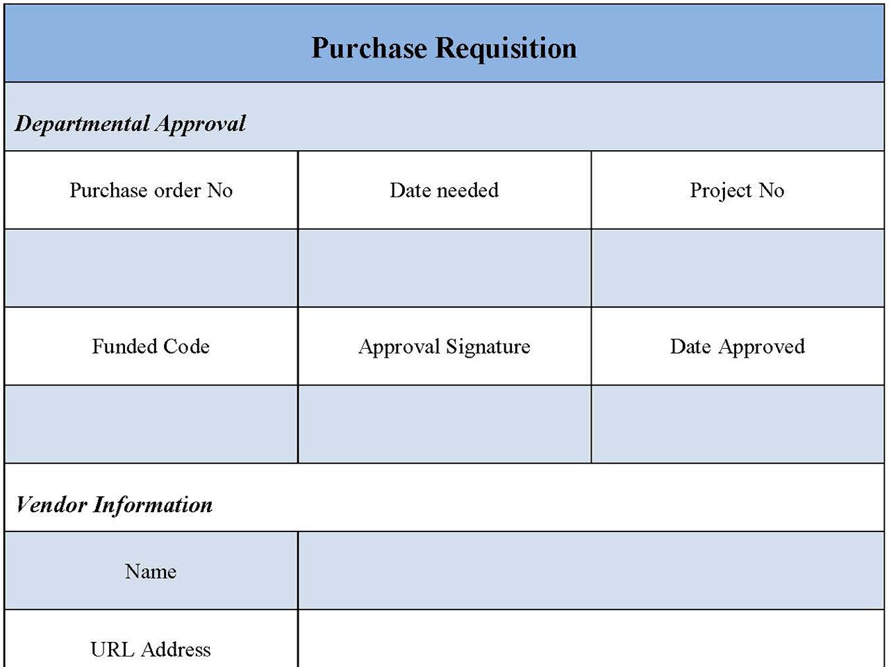 Purchase requisition Form