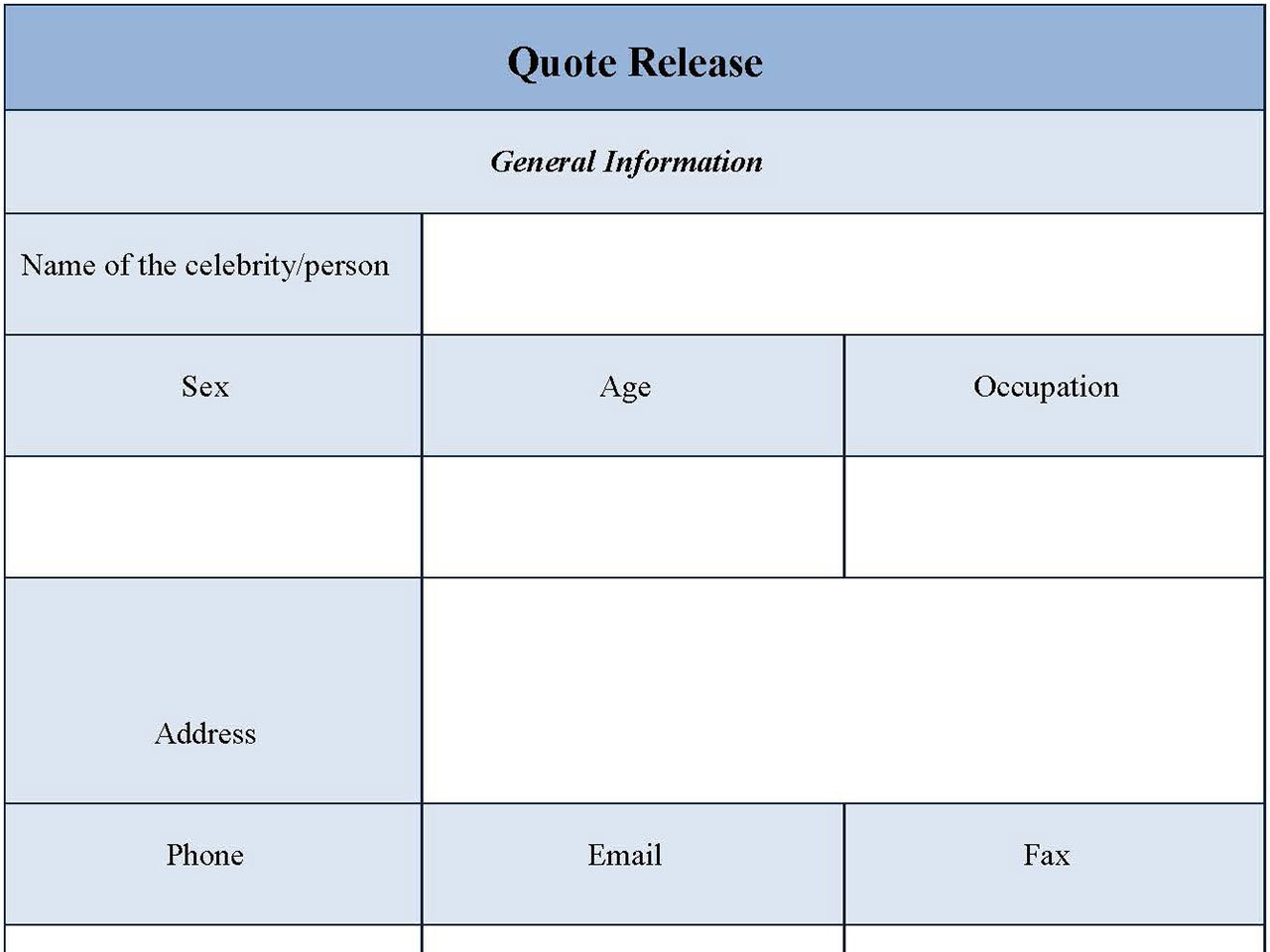 Quote Release Form