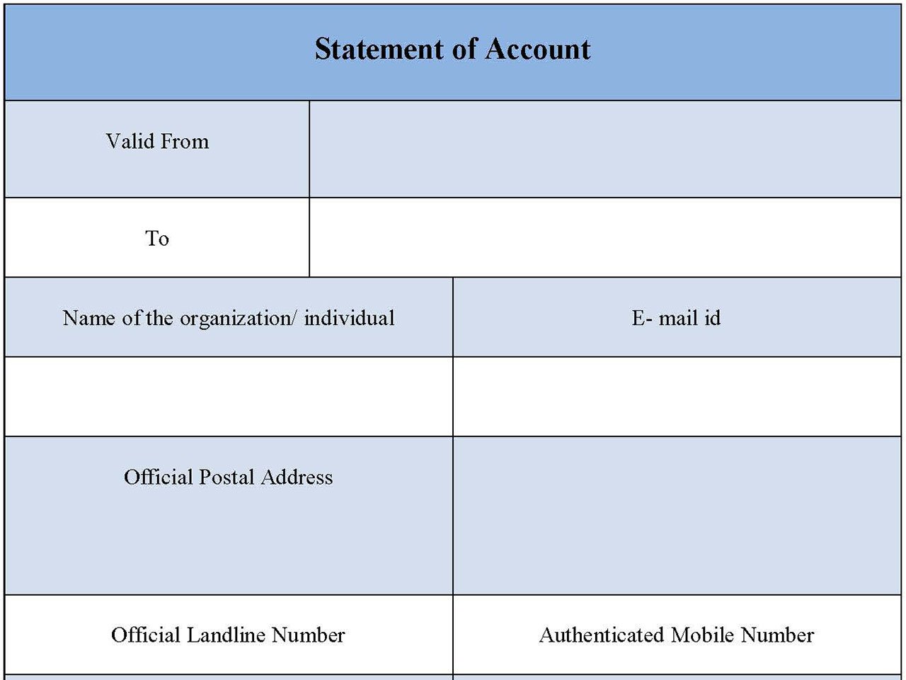 Statement of Account Form