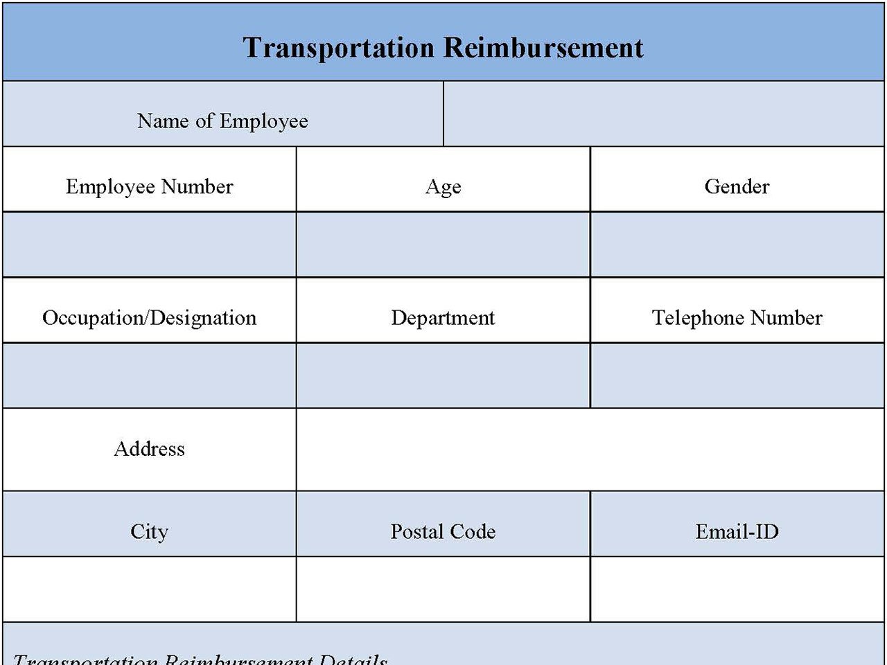 Transportation Reimbursement Form
