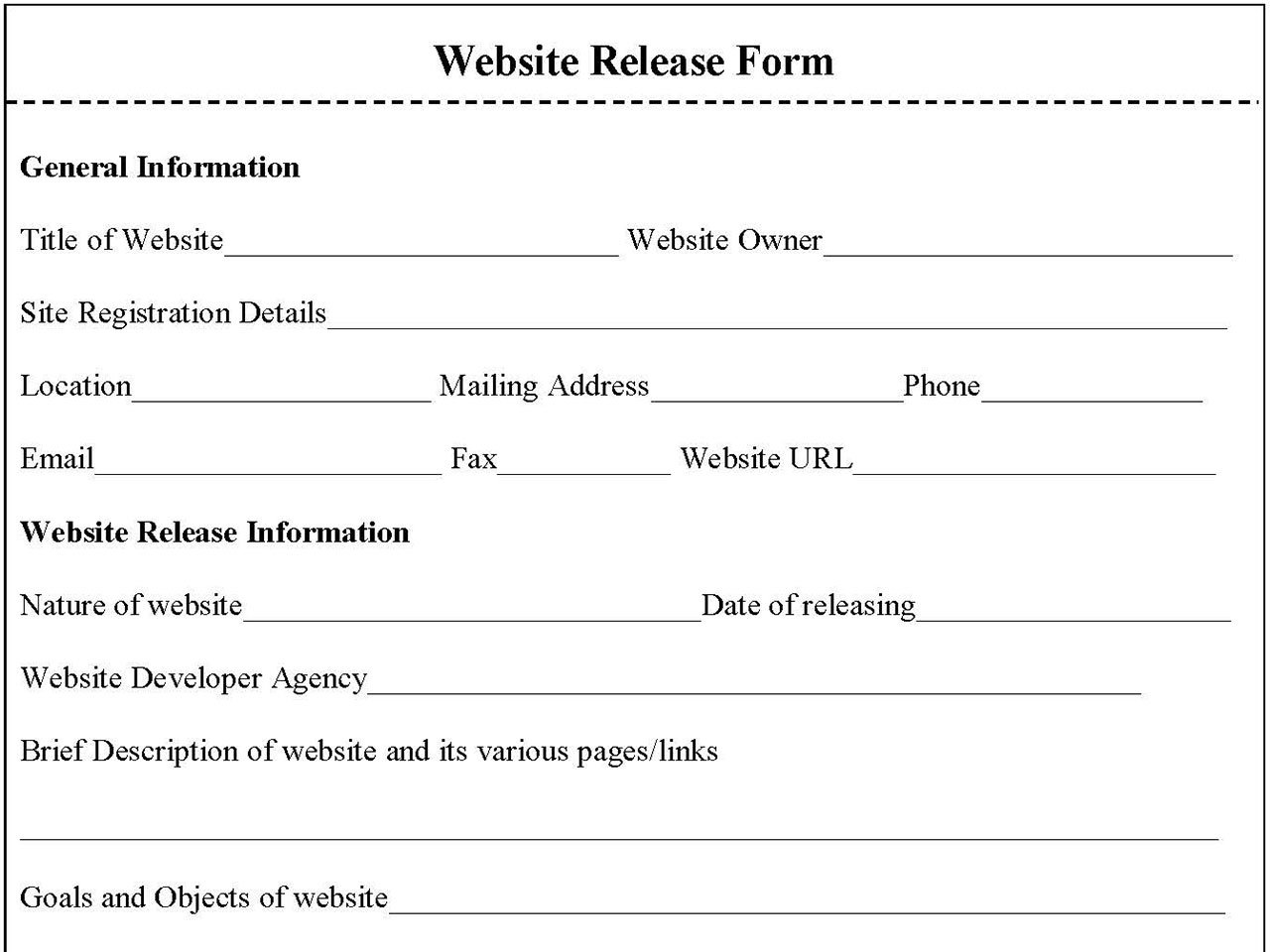 Website Release Form