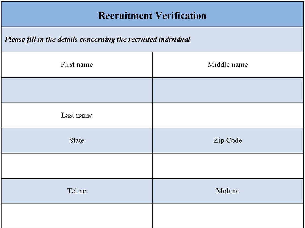 Recruitment Verification Form