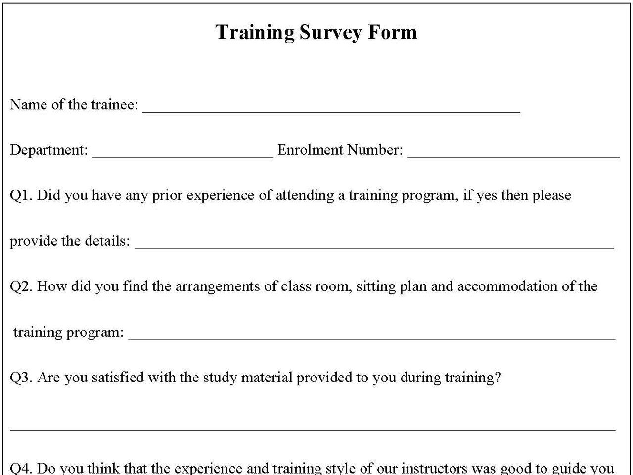 Training survey form