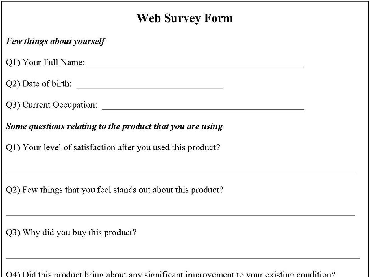 Web survey form