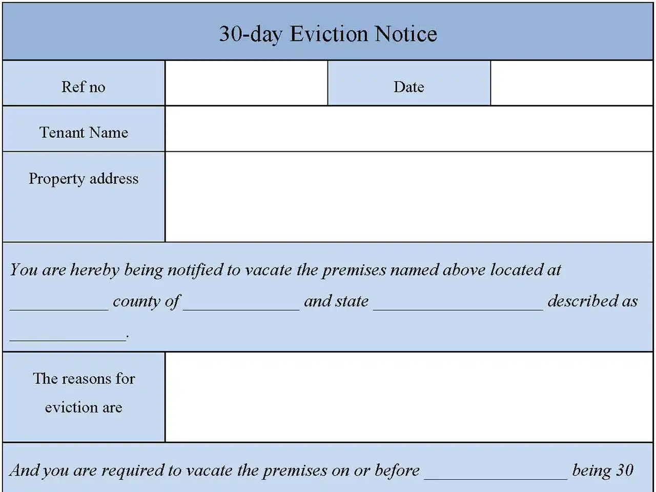 30-day Eviction Notice Form