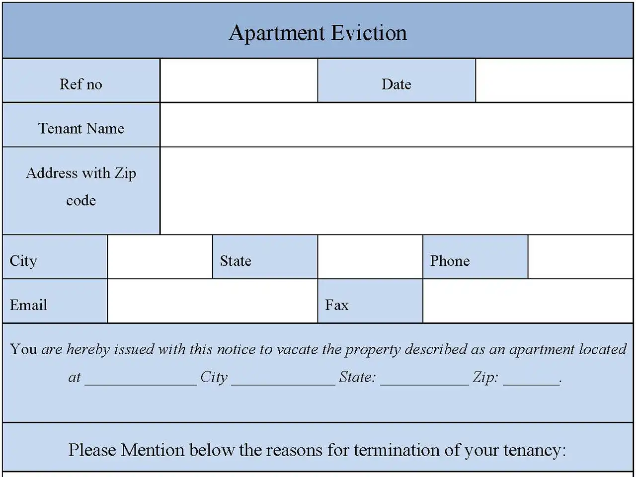 Apartment Eviction Form