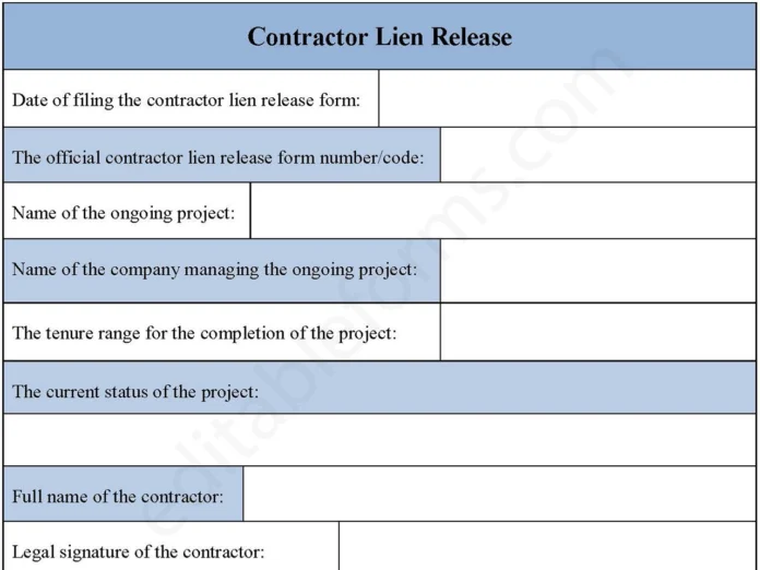 Construction Lien Release Template