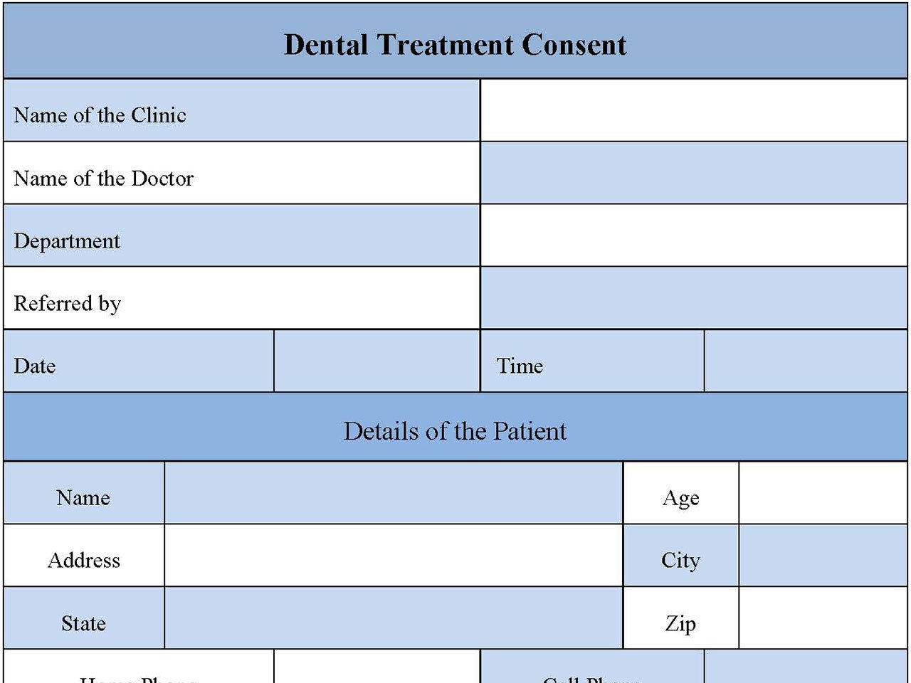 Dental Treatment Consent Form