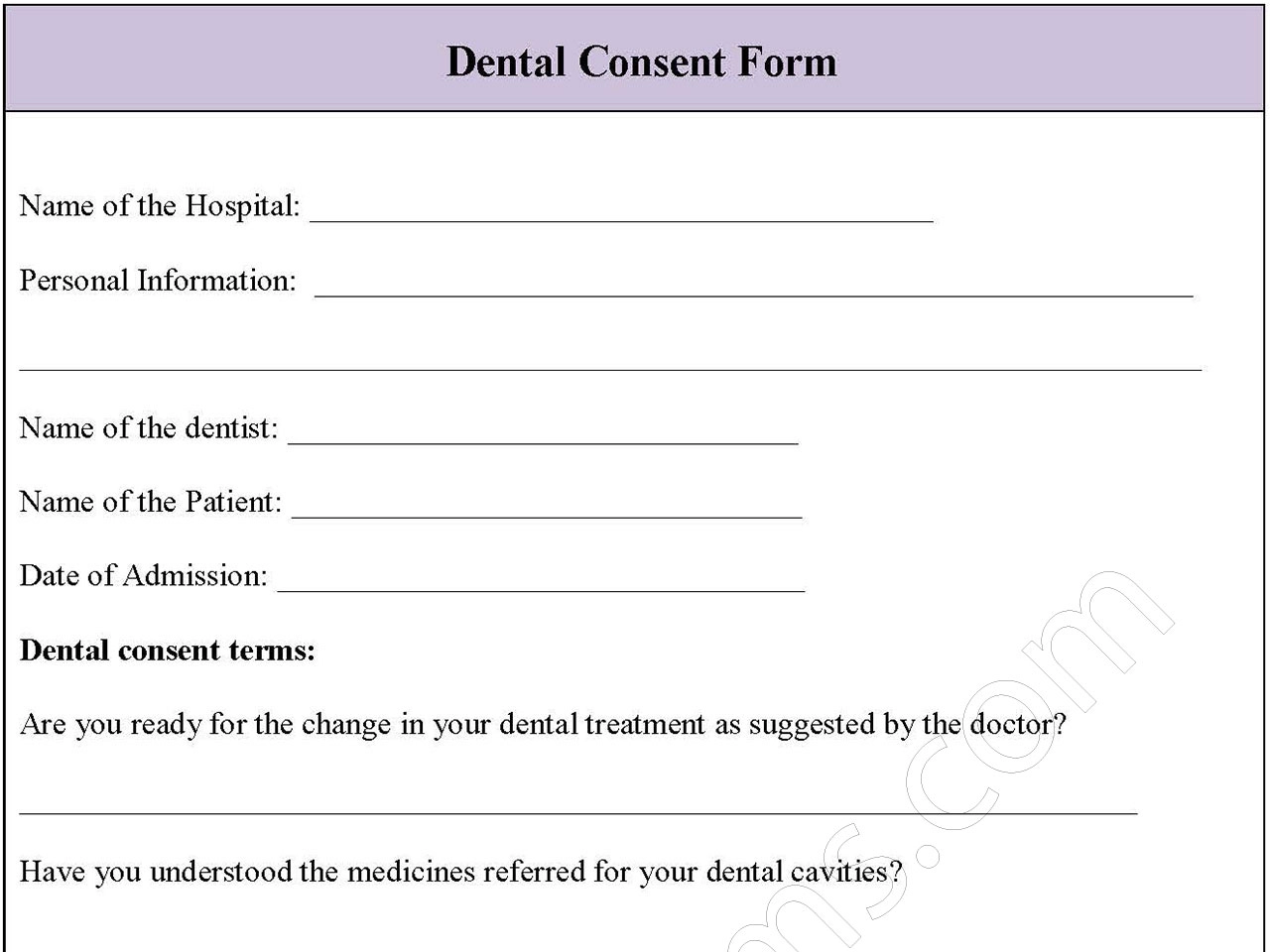 Dental Consent Form