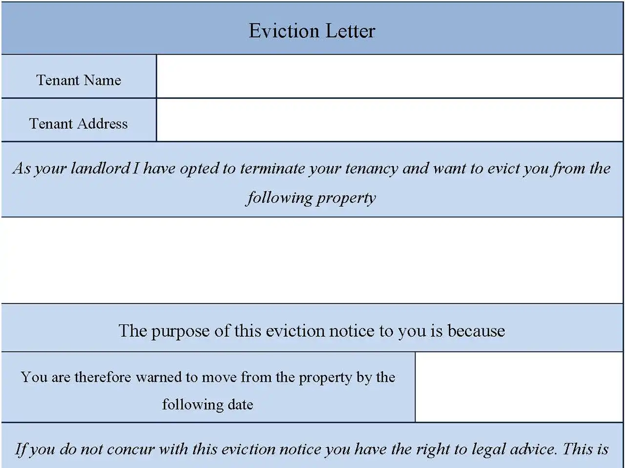 Eviction Letter Form