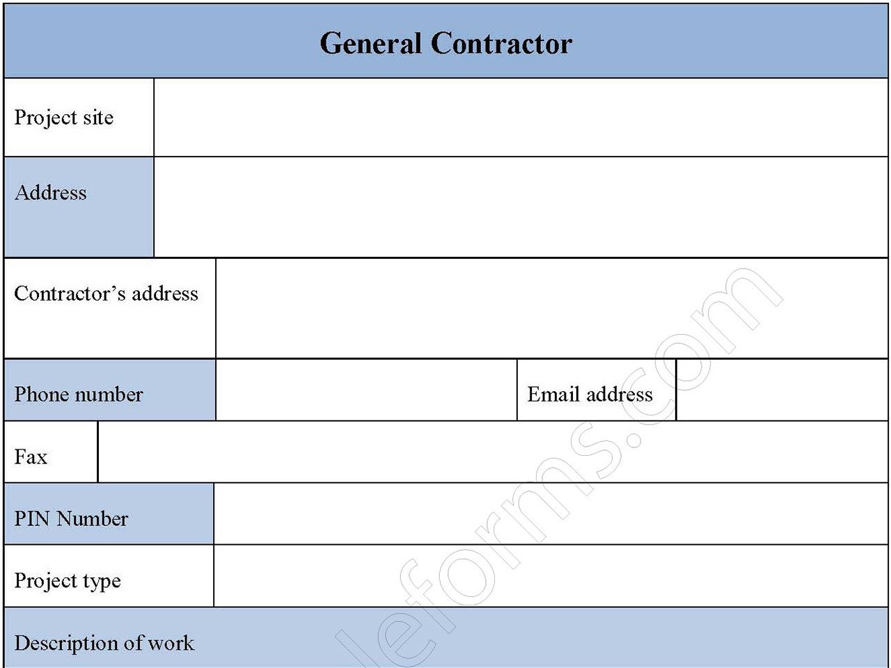 General Contractor Form