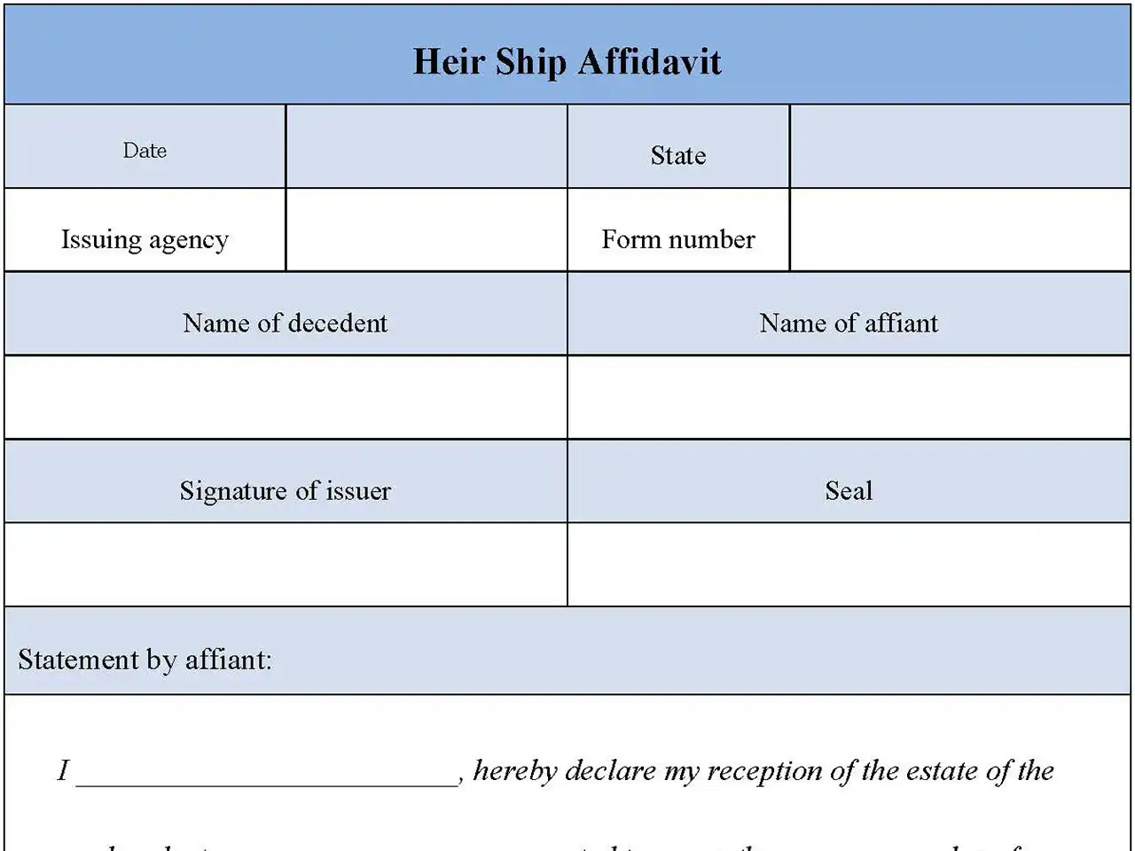 Heirship Affidavit Form