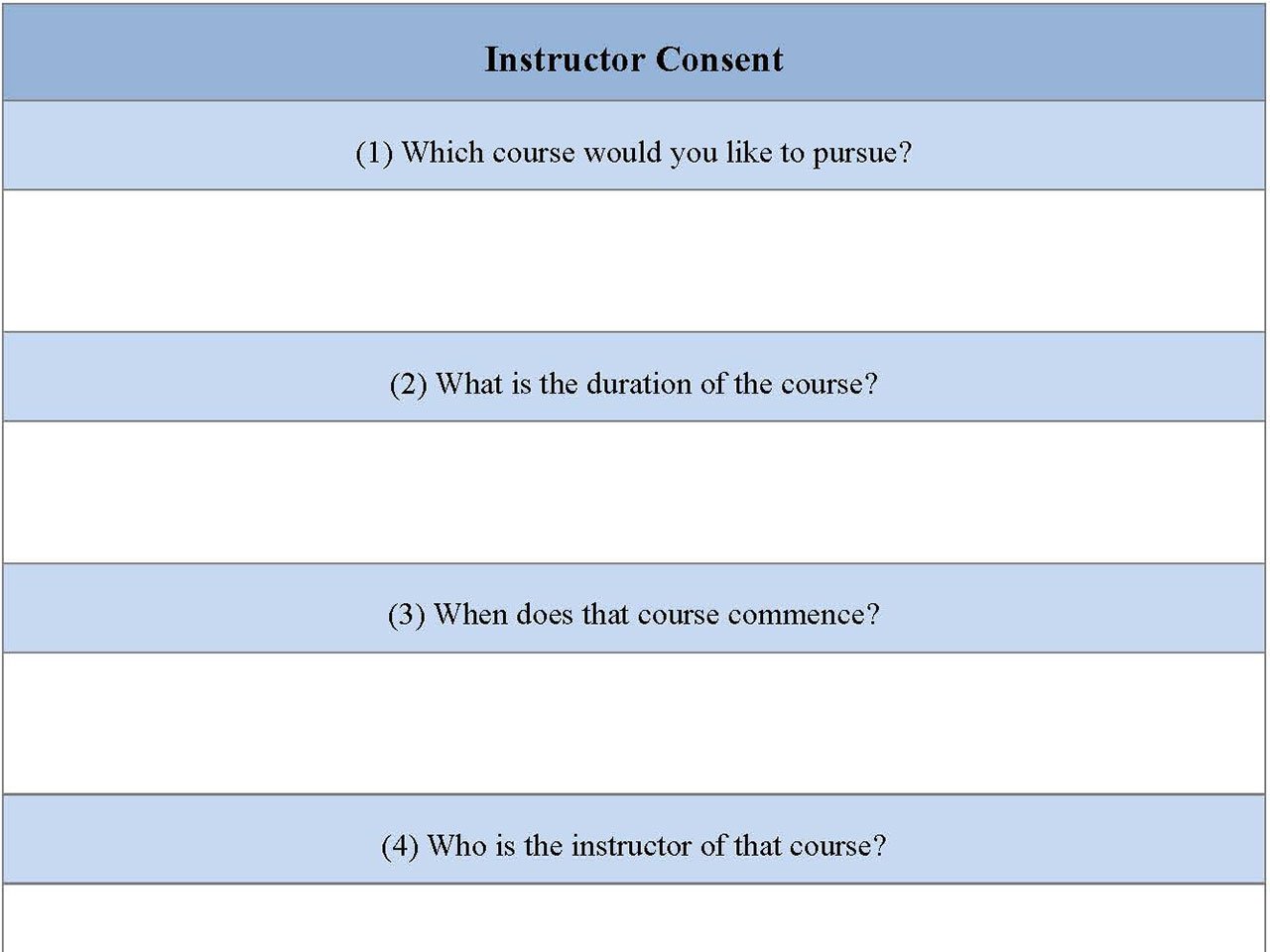 Instructor consent forms
