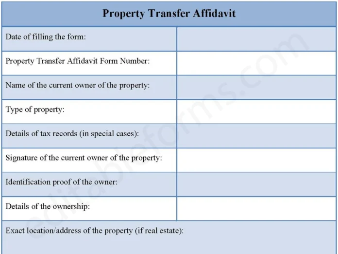 Property Transfer Affidavit Form pdf