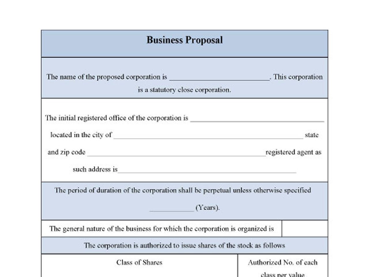 Sample Business Proposal Form