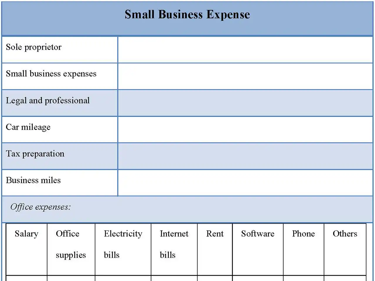 Small Business Expense Form