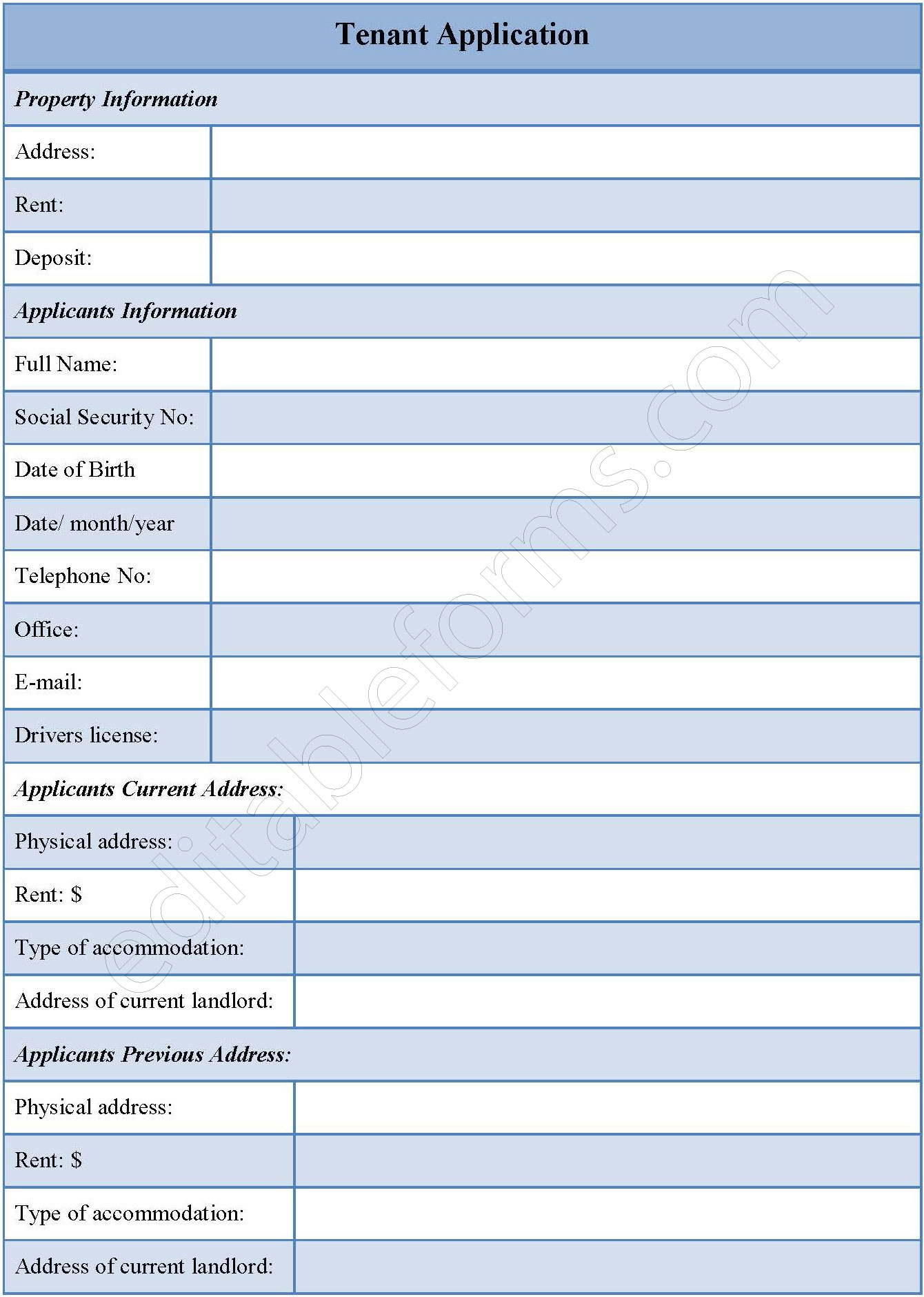 Tenant Application Form