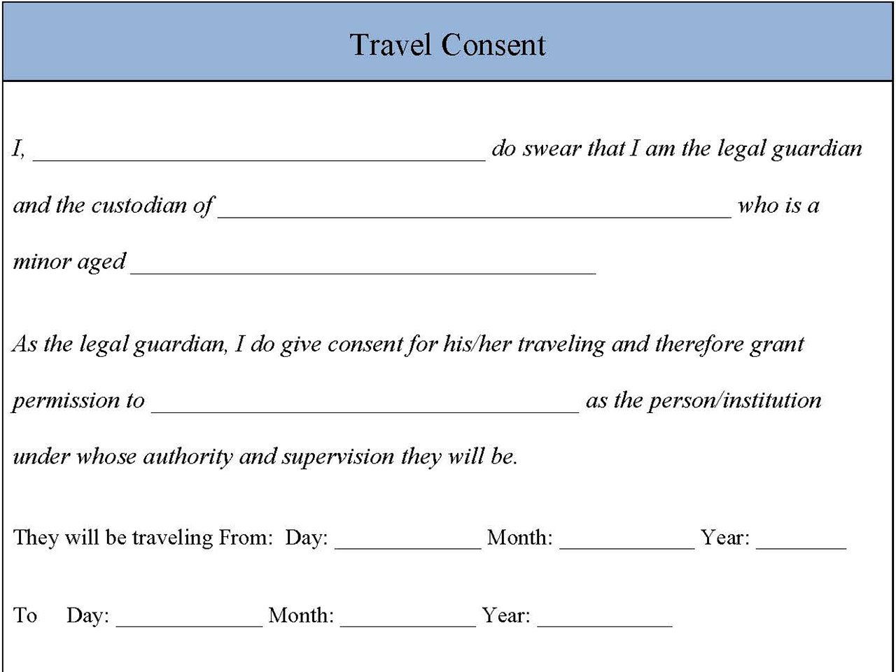 Travel Consent Form