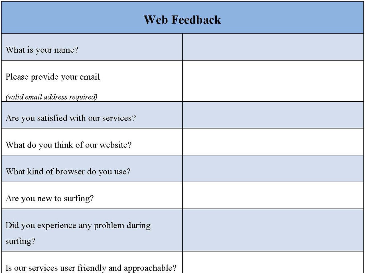 Web Feedback Form