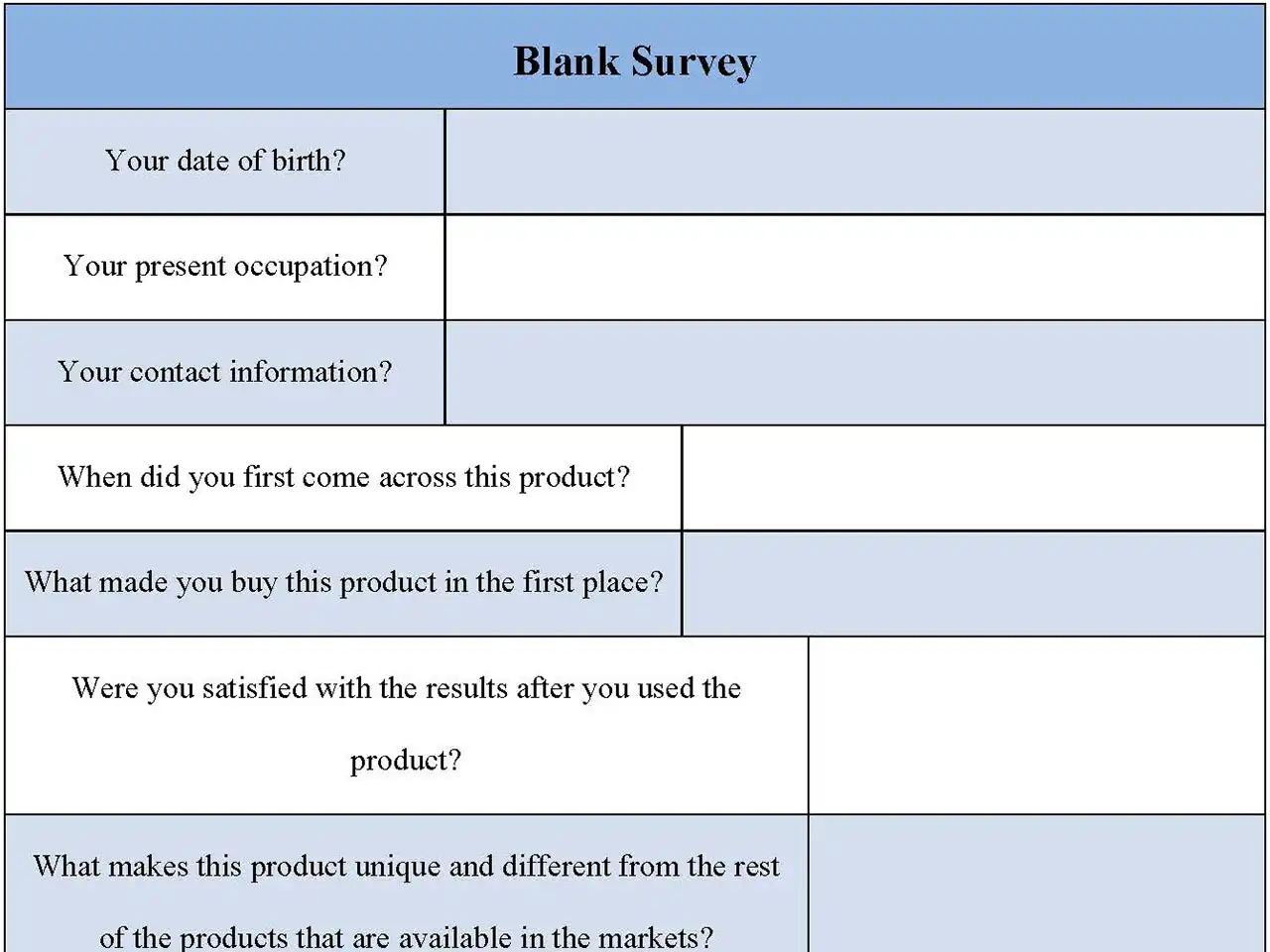 Blank Survey Form