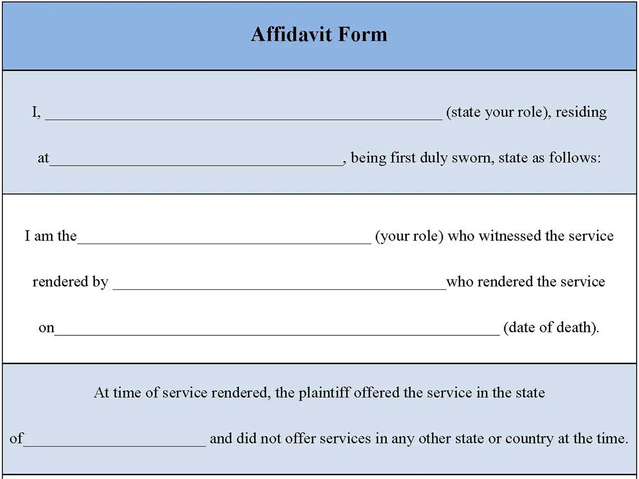 Blank Affidavit Form