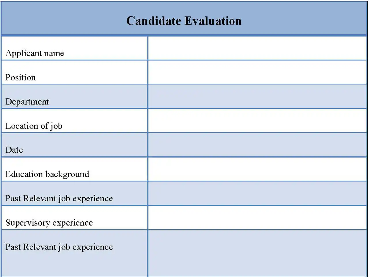 Candidate Evaluation Form