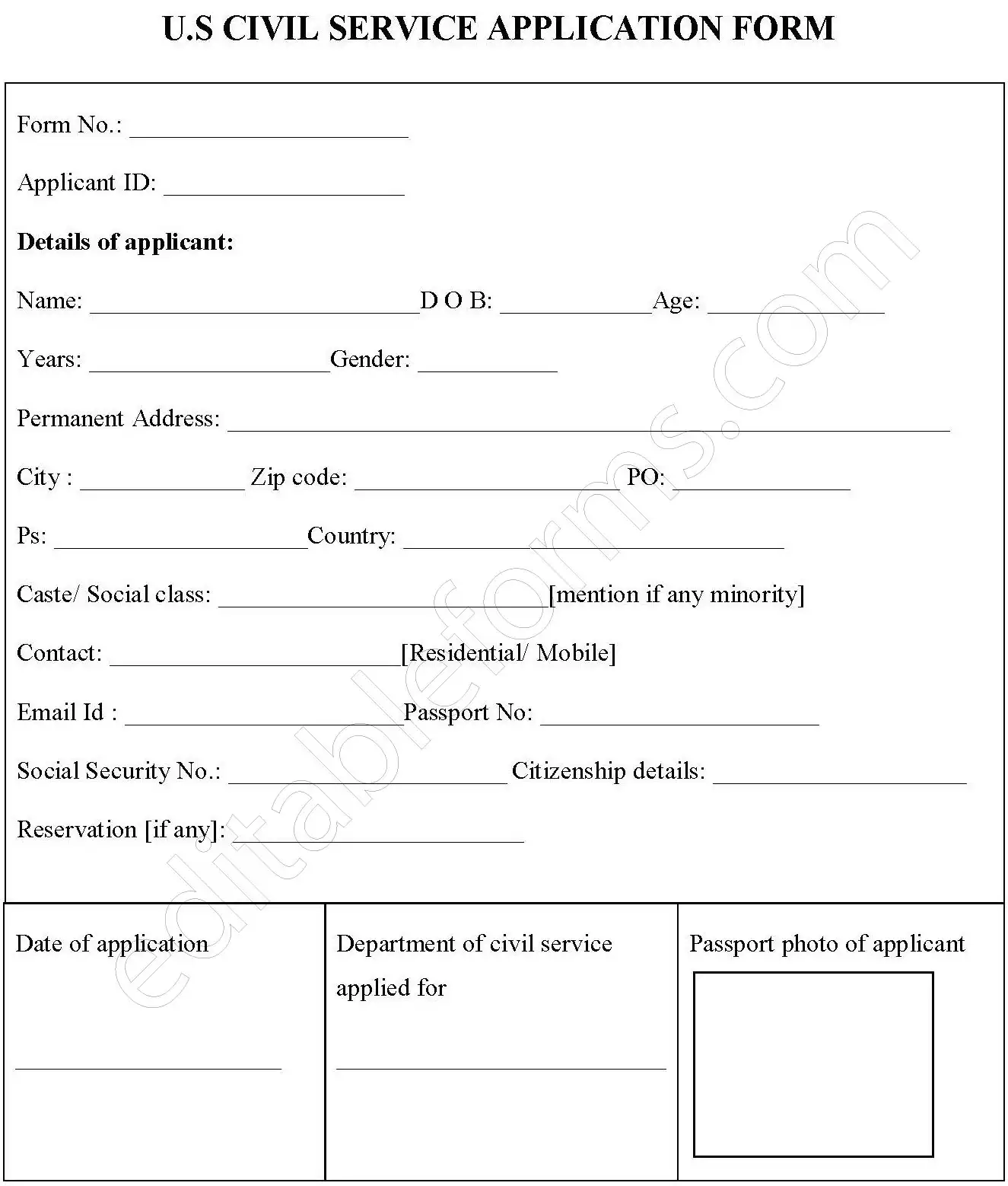 Civil Service Application Template