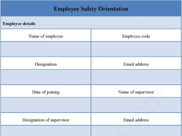 Employee Safety Orientation Fillable PDF Form