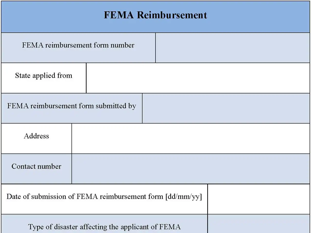 FEMA Reimbursement Form