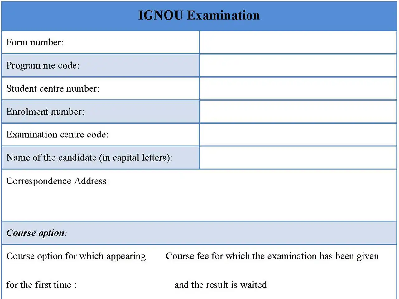 IGNOU Examination Form