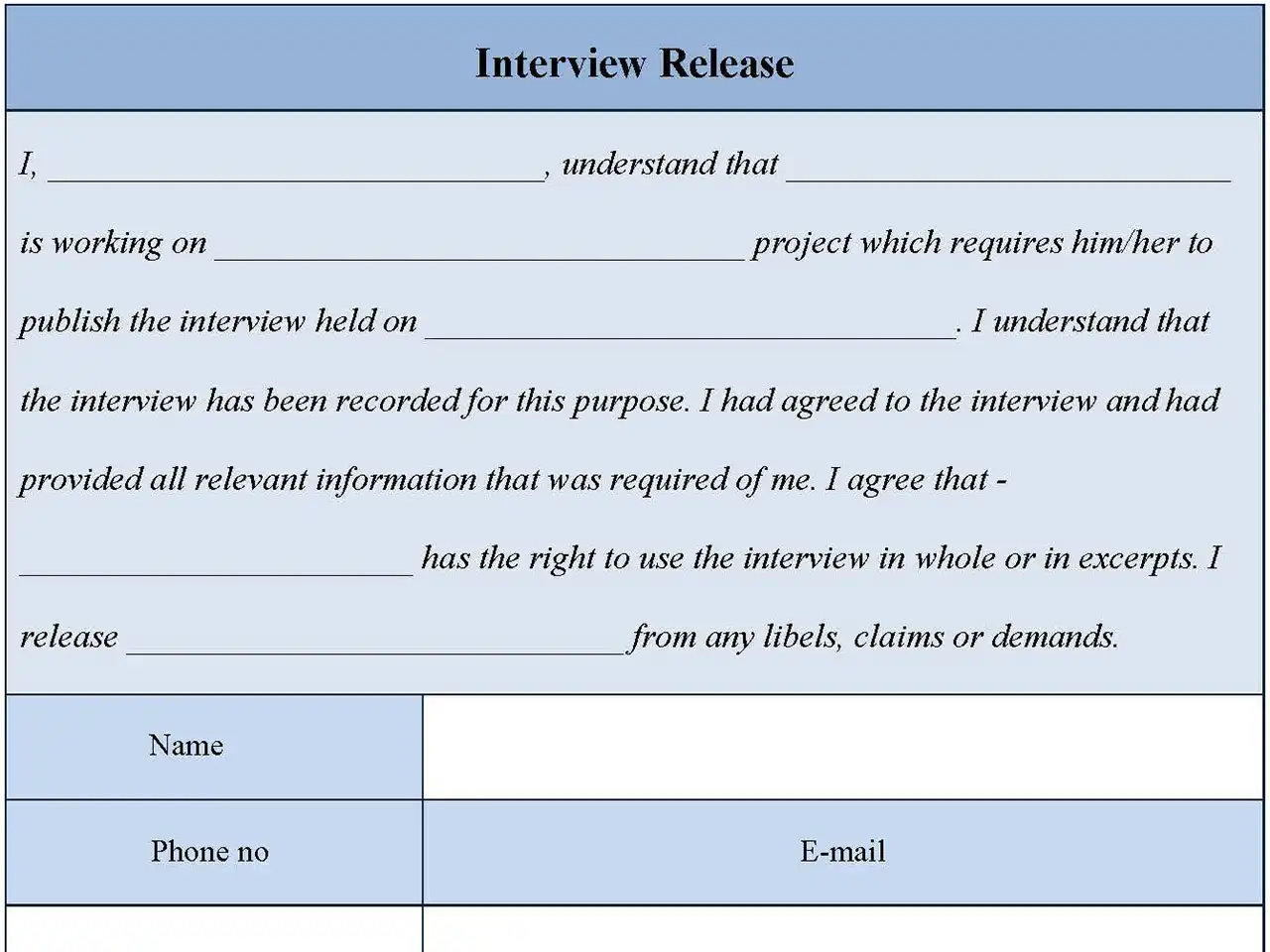 Interview Release Form