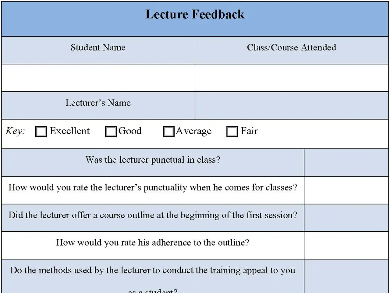 Lecture Feedback Form