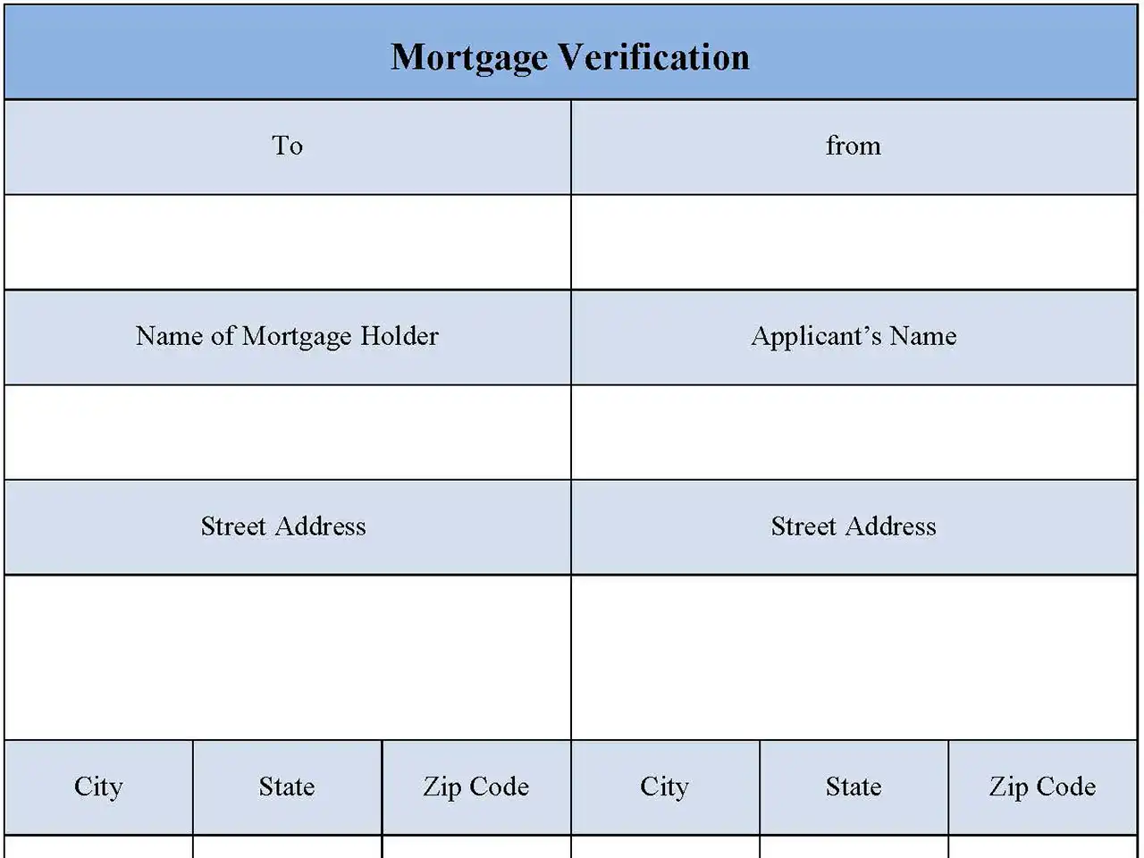 Mortgage Verification Form