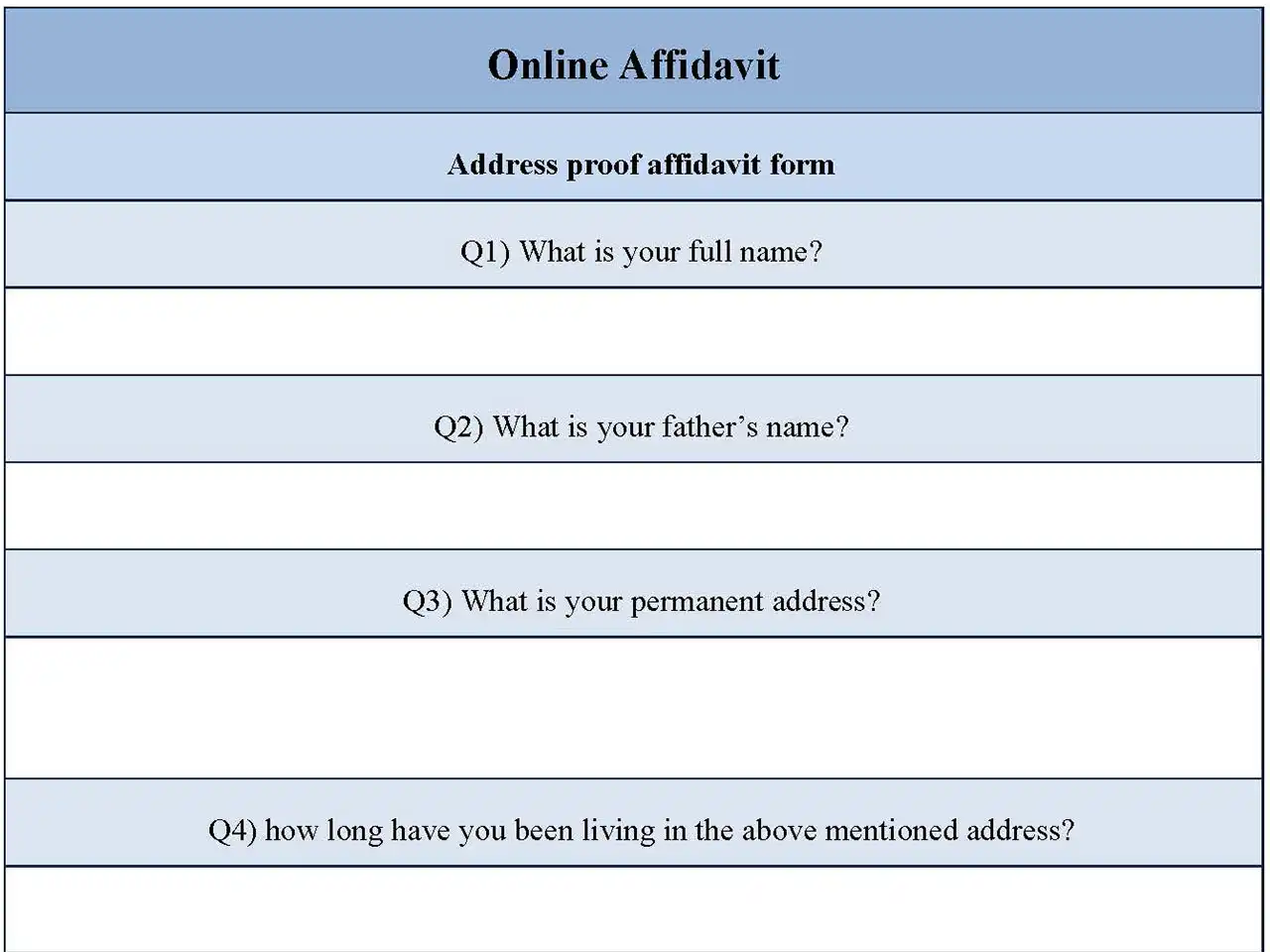 Online Affidavit Form