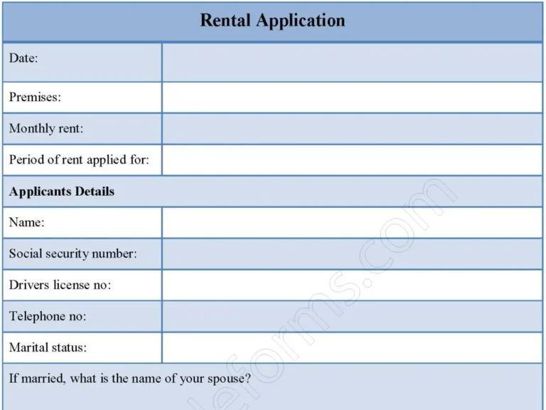 Rental Application Fillable PDF Form