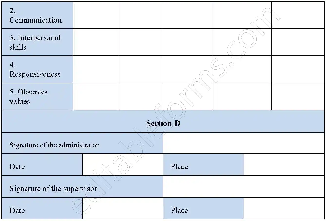 Administrator Evaluation Fillable PDF Form And Word Document