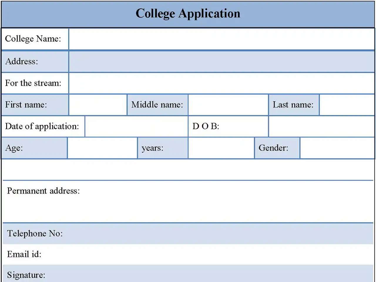 College Application Form