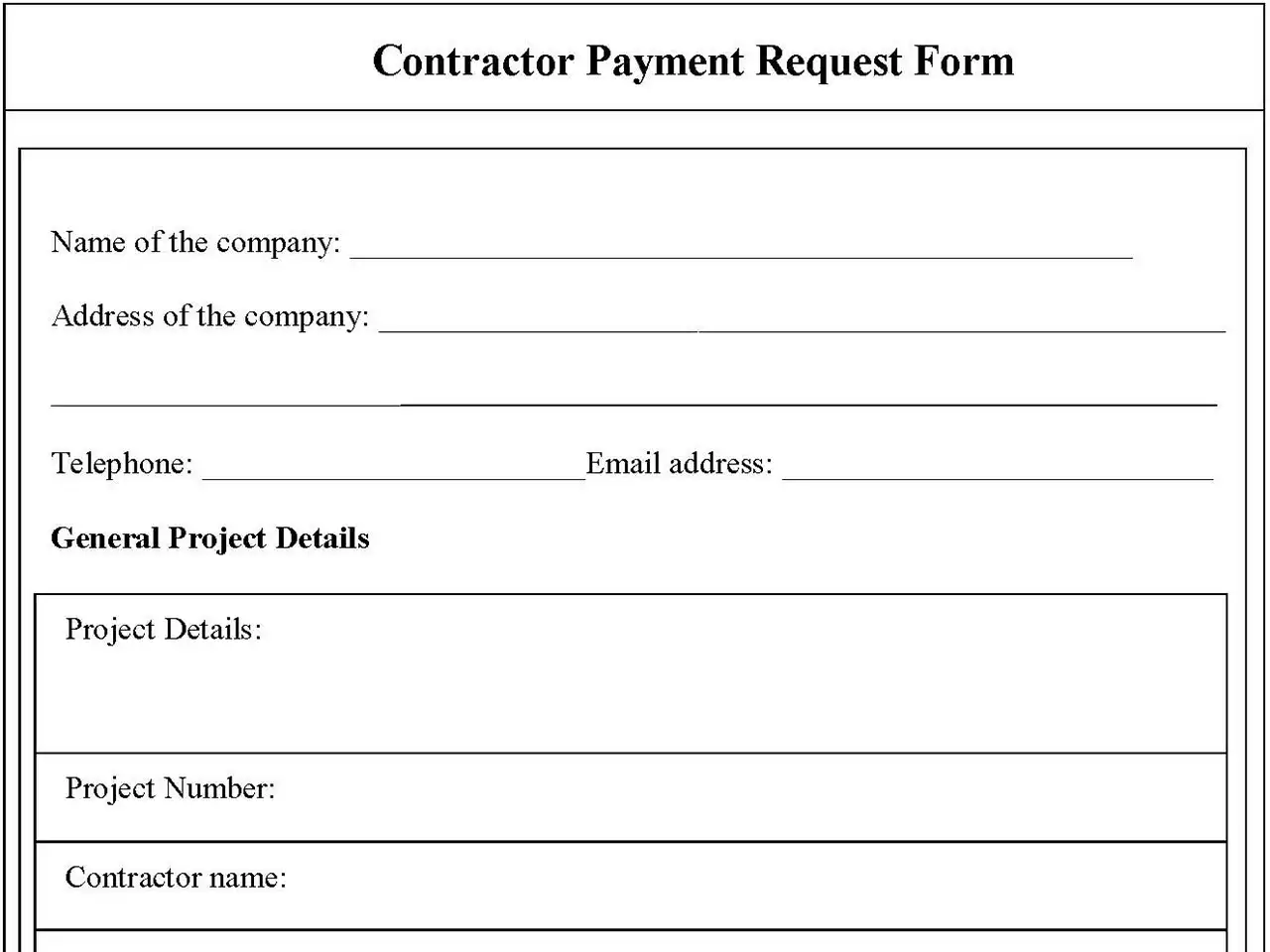 Contractor Payment Request Form