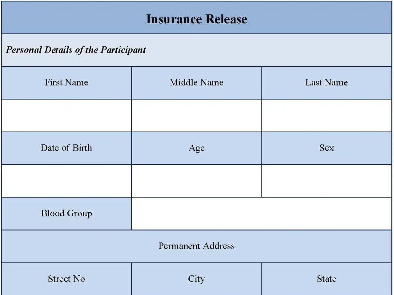 Insurance Release Fillable PDF Form And Word Document