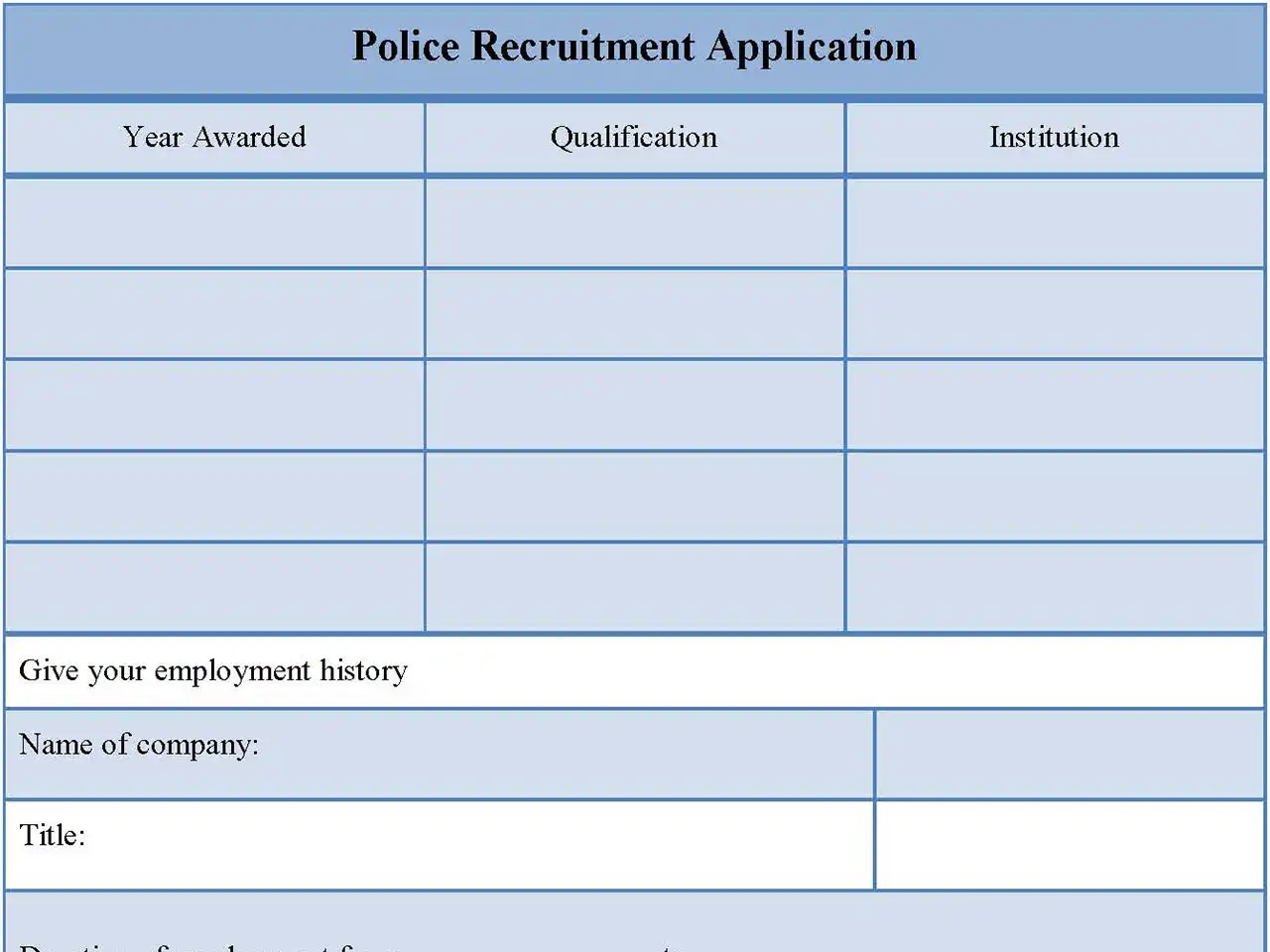 Police Recruitment Application Form