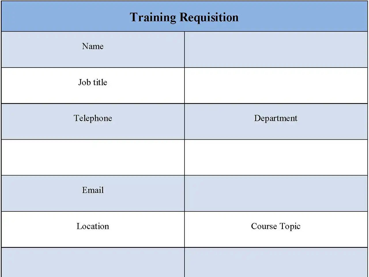 Training Requisition Form
